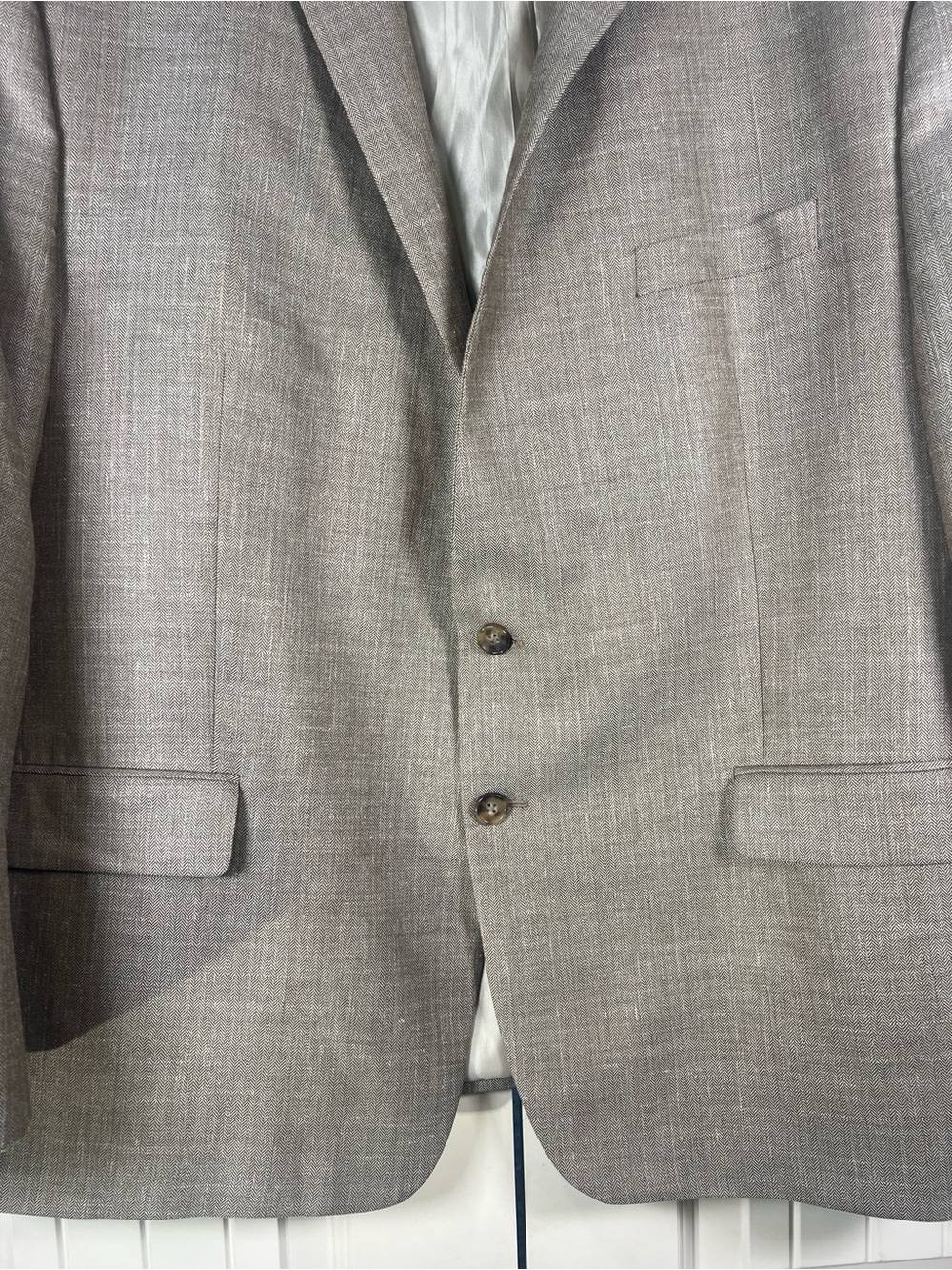 Ralph Lauren Dillard's Wool Silk Linen Blazer Sport Coat Tan Gray Mens 54R EUC - Picture 4 of 16